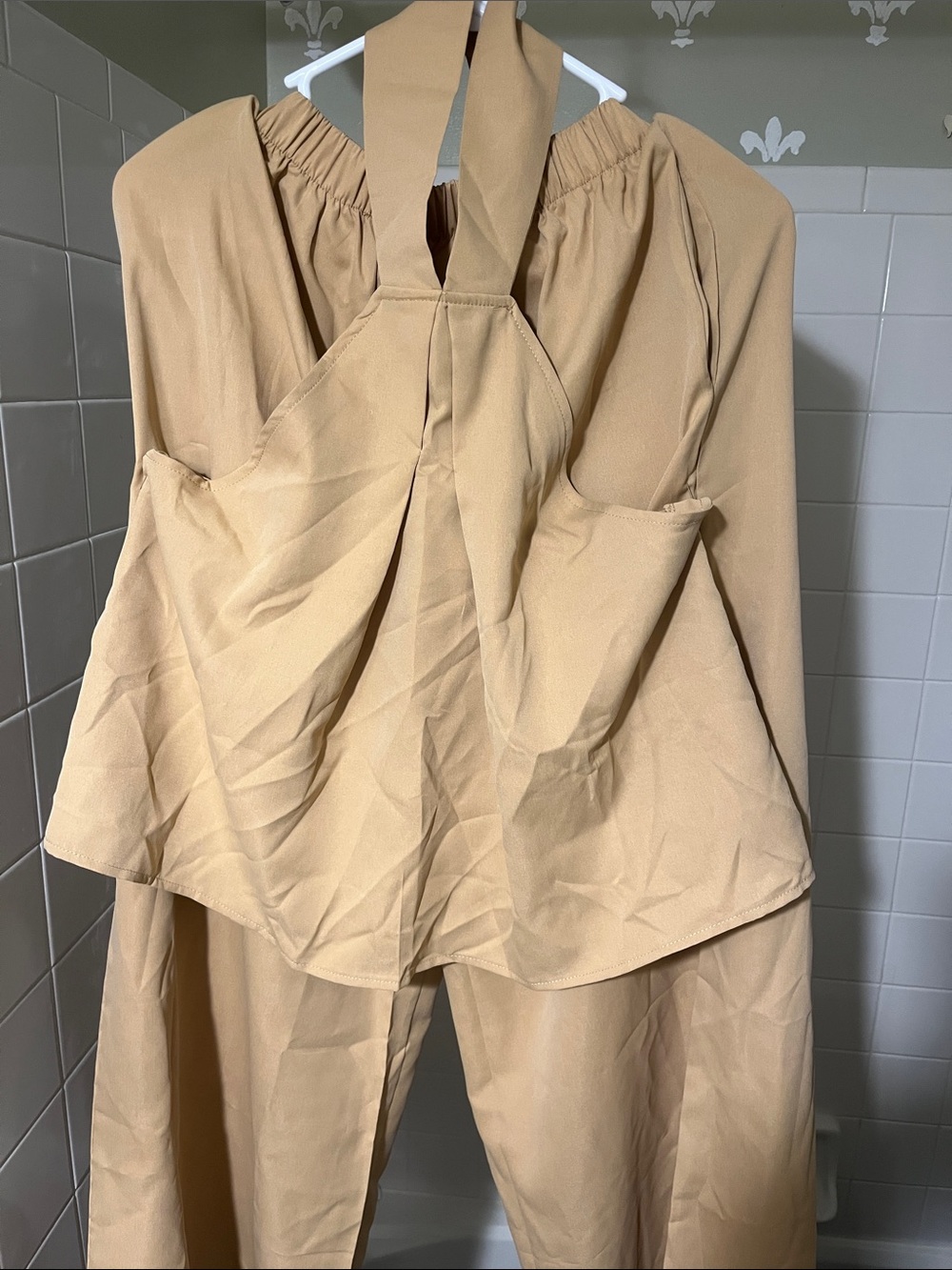Women’s Tan Jumpsuit with Halter Neck